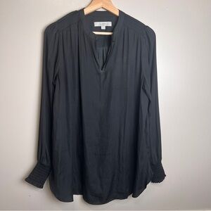 LOFT Women's Elegant Long Sleeve Silky Black Blouse Size Small EUC